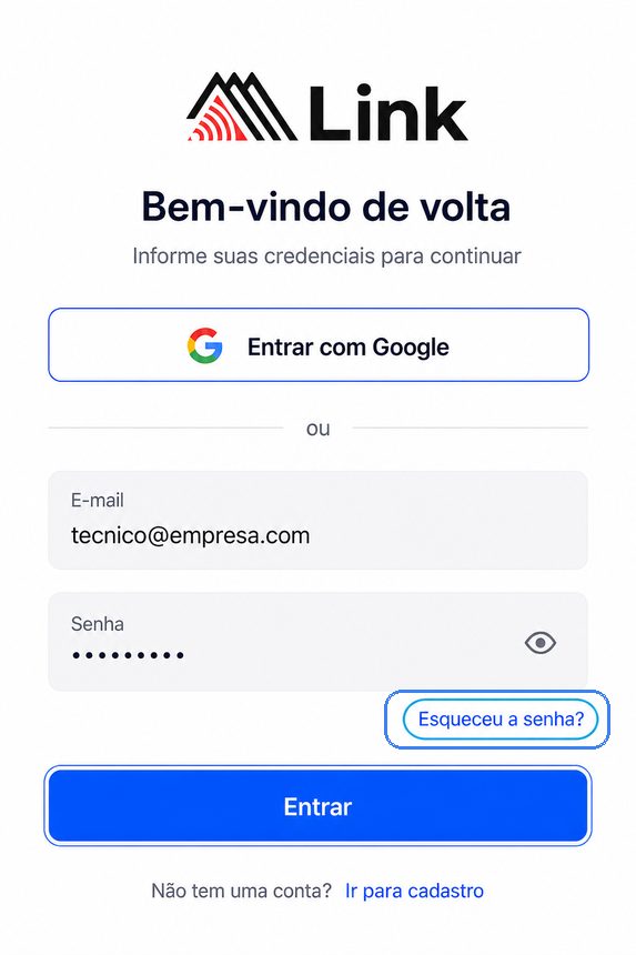 Esqueceu a senha no login