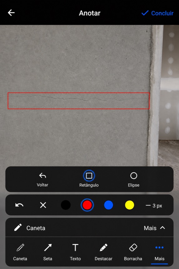 More menu with Rectangle and Ellipse