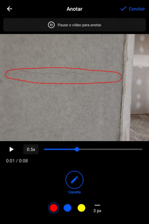 Video annotate — pause, then Pen