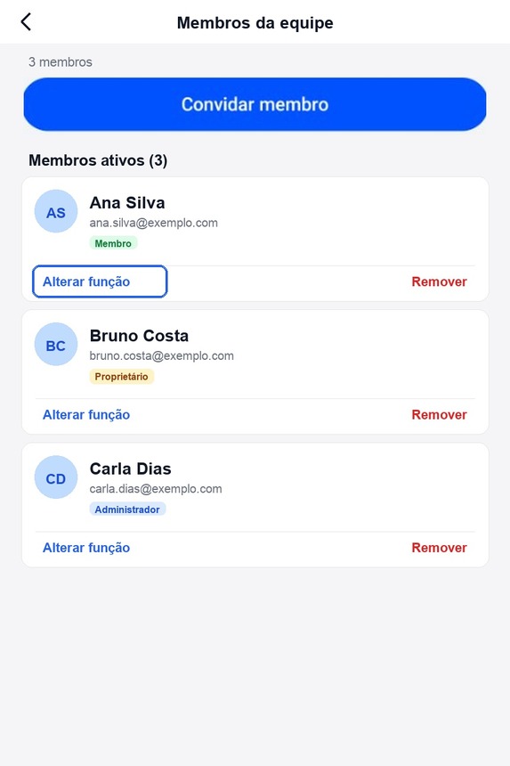 Cambiar rol en la tarjeta del miembro